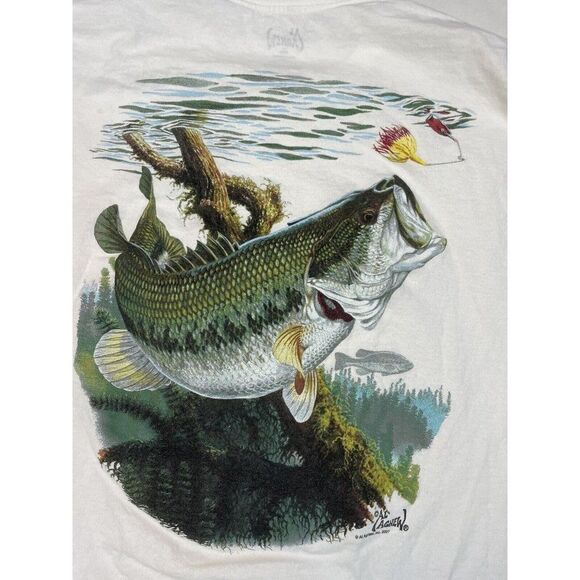Al Agnew 2007 Fish Graphic Pocket T-shirt Men XL White Short Sleeve - Picture 2 of 8